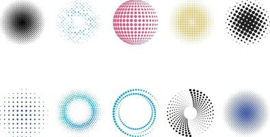 Halftone dotted circle set collection vector