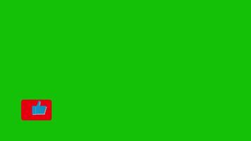 Greenscreen like subscribe bell button clicked lower third. Motion graphics pop up with chroma green screen template clip. Subscribe button to use. video