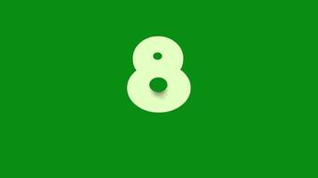 Countdown timer animation from 10 to 0 seconds with bounce effect with various neon colors full HD quality intro for opening in green screen background. video