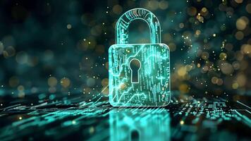Explore the future of safety with a glowing digital padlock hologram, showcasing advanced tech for ultimate security. video