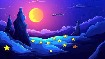 Stunning closeup view of a moons surface, showcasing intricate textures in a playful cartoon style. video