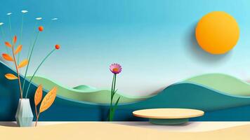 A vibrant, flat illustration featuring nature elements perfect for enhancing product presentations with a modern touch. video