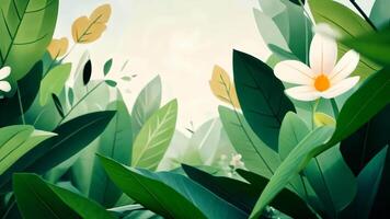 A vibrant green backdrop with fresh foliage, offering a serene space to highlight your design. Perfect for nature themes. video