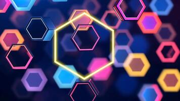 Vibrant abstract design featuring glowing hexagons, merging modern style and cartoon textures for a fresh visual appeal. video