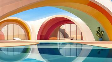 Esplorare elegante, lineare disegni con moderno piatto illustrazioni quello vetrina astratto architettonico superfici nel un' giocoso stile. video