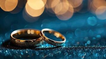 Golden wedding ring sparkles against a dreamy bokeh backdrop, Ai Generated. video