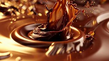 Melted chocolate flows, creating a luxurious and abstract liquid background, Ai Generated. video