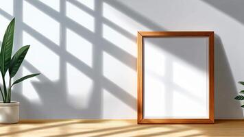 A simple empty frame on a bright wall catches soft light, creating playful shadows in this modern cartoonstyle illustration. video