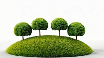 Vibrant sketch of a scenic grassy hill, adorned with lush bushes and tiny trees, captured in a lively 3D style. Perfect for nature lovers. video