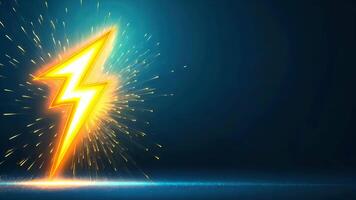 A sleek, glowing yellow lightning bolt shines brightly, creating a stunning contrast against a dark backdrop. video