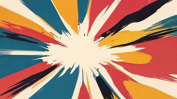 A vibrant comicstyle explosion with radial lines, ideal for dynamic visuals and modern illustrations in playful textures. video