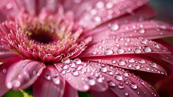 Close-up of a pink flower adorned with glistening water droplets, a refreshing and delicate sight, Ai Generated. video