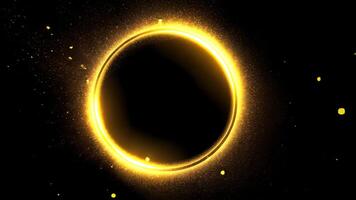 A mesmerizing circle of gold glitter and sparkles illuminates against a black backdrop. Ai Generated. video