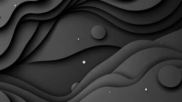A sleek, black abstract background featuring overlapping layers and textures in a modern cartoon style for a unique look. video