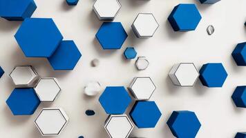 An abstract blend of white space and blue hexagons that adds a modern touch to your design with playful cartoon textures. video