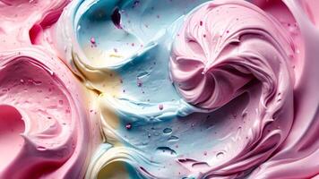 Mesmerizing close-up of a frosting swirl with diverse colors, a sweet and visually captivating dessert, Ai Generated. video