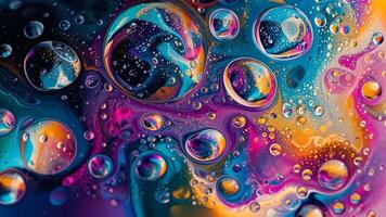 Vibrant abstract art adorned with numerous bubbles, a kaleidoscope of colors and textures, Ai Generated. video
