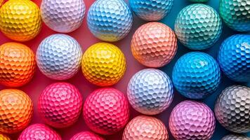 Golf balls rest amid a vibrant and colorful backdrop, evoking a dynamic atmosphere. Ai Generated. video