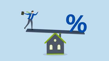Mortgage payment, 4k animation of entrepreneur attempting to juggle the mortgage interest rate percentage on the property video