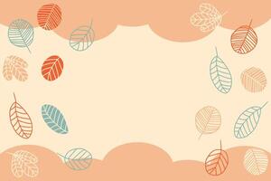 Autumn leaves on the cloud sky background fall banner with empty copy space. Perfect design for card, invitation, label, sale. Hand drawn illustration. vector