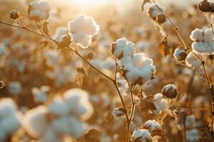 Cotton field at sunset photo