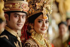 A couple in traditional wedding attire photo