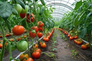 Growing Tomatoes in a Greenhouse for Sustainable and Ecofriendly Agriculture Practices photo