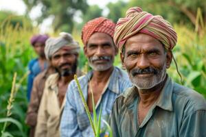 Indian farmers in the field photo