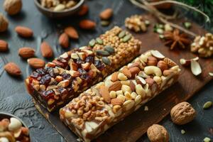 Nutritious Candy Bar with Dry Fruits and Nuts photo