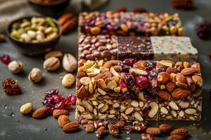 Nutritious Candy Bar with Dry Fruits and Nuts photo