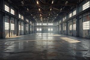 Massive Industrial Warehouse Featuring a Spacious and Modern Facility for Storage and Operations photo