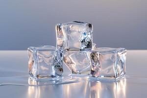 congelado hielo cubitos para hidratante refrescos y elegante bebida enfriamiento foto