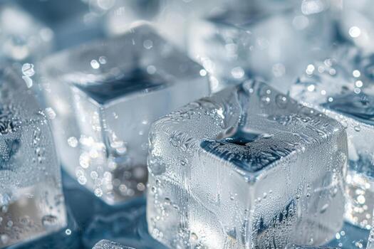 Ice Cubes and Blocks Used for Preparing Refreshing Cocktails and Beverages photo