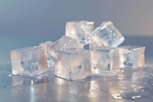 Ice Cubes and Blocks Used for Preparing Refreshing Cocktails and Beverages photo