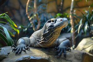 Large and Powerful Komodo Dragon, Highlighting the Dangerous and Wild Attributes of This Rare Species photo