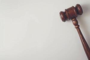 Legal Document or Gavel on a White Background with Bottom Side View photo