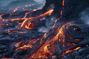 Fiery Lava Eruption from a Volcano photo