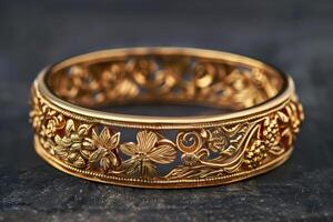 Exquisite Gold Bracelet Featuring Detailed and Elegant Designs photo