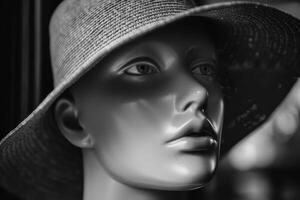 Mannequin Showcasing a Stylish Hat, Perfect for Displaying Trendy and Elegant Fashion Accessories photo