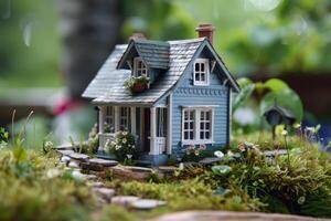 Miniature House Block Model Showcasing Detailed Architecture and Craftsmanship photo