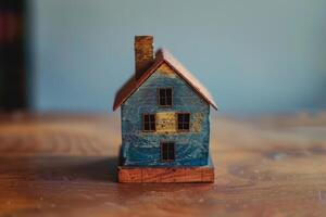 Miniature House Block Model Showcasing Detailed Architecture and Craftsmanship photo