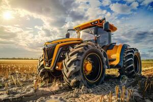 Modern Autonomous Tractor Operating Efficiently on the Farm with Advanced Technology photo