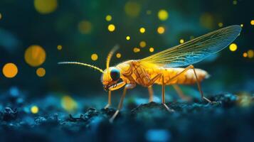 Close-up photograph of a firefly. photo
