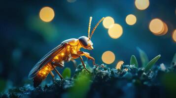 Macro shot capturing the details of a firefly. photo