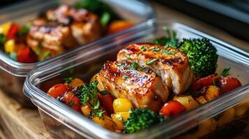 Food container with a meal inside. photo