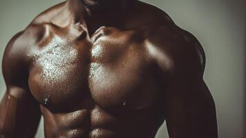 Well-Defined Muscular Torso of a Black Athlete photo