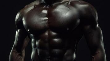 Well-Defined Muscular Torso of a Black Athlete photo