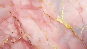 Pink Marble with Elegant Golden Veins photo
