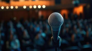 Corporate public speaking events held in different environments. photo