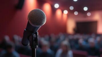 Corporate public speaking events held in different environments. photo